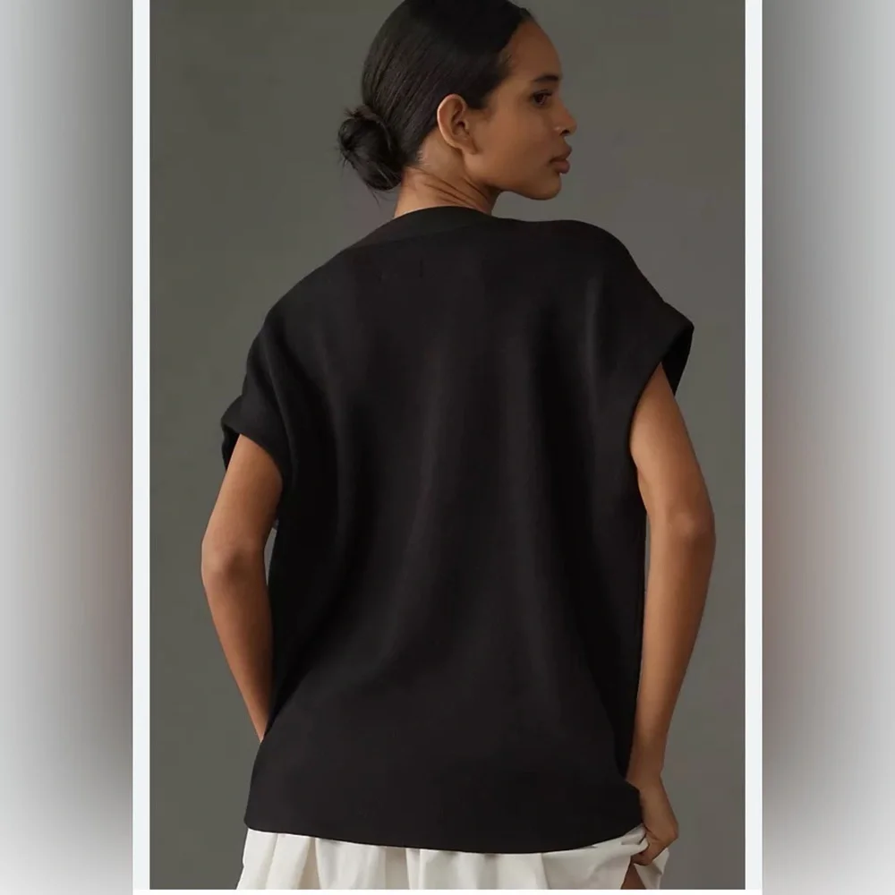 Maeve Oversized Muscle Sweater Vest In Black
